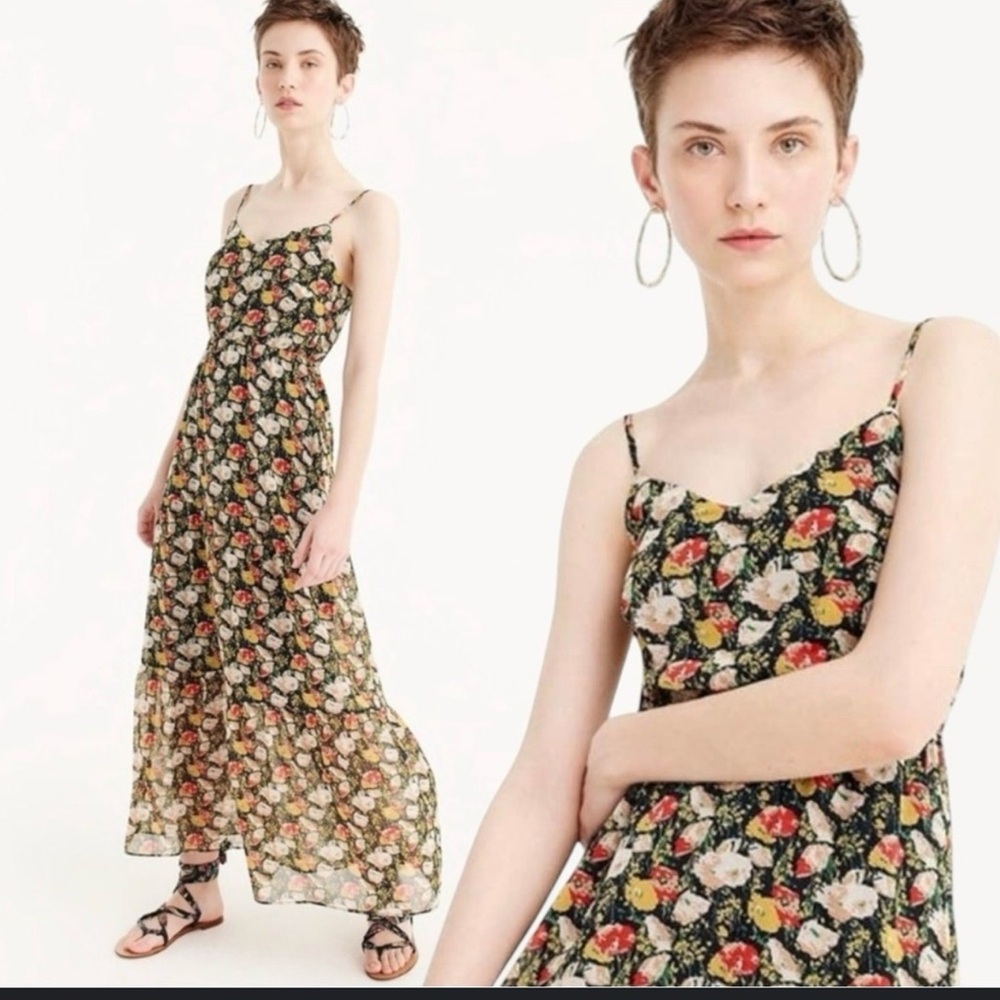 JCrew Floral Maxi Dress Size 2 With Spaghetti Straps